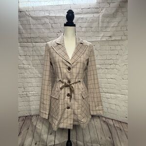 CAbi Beige Plaid Blazer